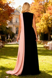 Black Bateau Neck Mermaid Formal Dress with Side Streamer