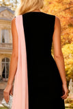 Black Bateau Neck Mermaid Formal Dress with Side Streamer