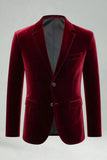 Burgundy Velvet 2 Piece Notched Lapel Men's Prom Suits