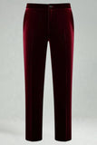 Burgundy Velvet 2 Piece Notched Lapel Men's Prom Suits