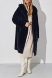 Black Hooded Faux Fur Women Long Winter Coat