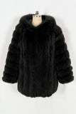 Coffee Puffy Long Sleeve Hooded Faux Fur Women Coat