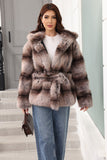 Hooded Faux Fur Steel Grey Thickened Women Coat
