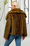 Faux Fur Thickened Lapel Brown Women Coat