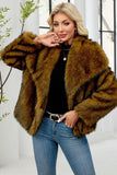 Faux Fur Thickened Lapel Brown Women Coat