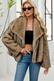 Faux Fur Thickened Lapel Brown Women Coat