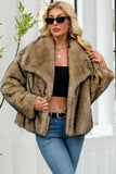 Faux Fur Thickened Lapel Brown Women Coat