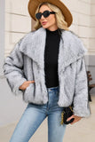 Faux Fur Thickened Lapel Brown Women Coat