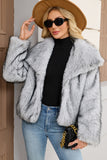 Faux Fur Thickened Lapel Brown Women Coat
