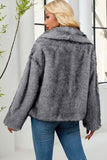 Faux Fur Thickened Lapel Brown Women Coat