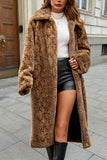 Snake Brown Faux Fur Thickened Shawl Lapel Women Coat