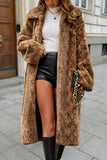 Snake Brown Faux Fur Thickened Shawl Lapel Women Coat