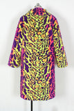 Yellow Leopard Faux Fur Shawl Lapel Midi Women Coat