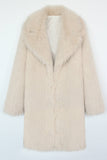 Royal Blue Notched lapel Solid Faux Fur Women Coat