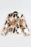 White and Apricot Cardigan Women Faux Fur Coat