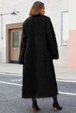 Black Faux Fur Women Long Winter Coat
