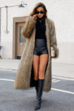 Black Faux Fur Women Long Winter Coat