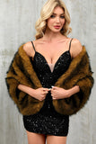 Coffee Faux Fur Women Warm Scarf Wrap Coat