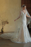 Ivory Butterflies Tulle Long Wedding Veil with Pearls