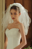 Simple Short Ivory Tulle Bridal Veil