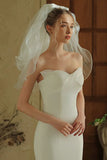 Simple Short Ivory Tulle Bridal Veil