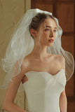 Simple Short Ivory Tulle Bridal Veil