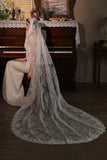 One Tier Ivory Long Lace Wedding Veil