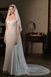 One Tier Ivory Long Lace Wedding Veil