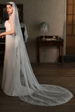 One Tier Ivory Long Lace Wedding Veil