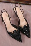 Lace Ivory Beaded Pointed Stiletto High Heels Wedding Shoes with Pearls