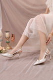 Elegant Ivory Pointed Stilettos High Heels Wedding Shoes with Bow