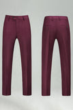 Burgundy Red High Waisted Men's Suits Pants for Wedding