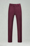 Burgundy Red High Waisted Men's Suits Pants for Wedding