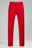 Burgundy Red High Waisted Men's Suits Pants for Wedding