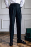 Black High Waisted Straight Leg Men's Suit Pants