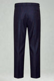 Dark Blue Straight Leg Men's Suit Pants
