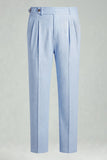Light Blue High Waisted Men's Suit Pants