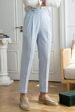 Light Blue High Waisted Men's Suit Pants