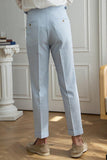 Light Blue High Waisted Men's Suit Pants