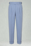 Blue High Waisted Men's Suit Pants
