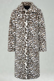 Ivory Leopard Faux Fur Warmth Long Men's Coat with Pockets