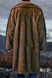 White Shawl Lapel Faux Fur Long Men's Coat