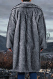 White Shawl Lapel Faux Fur Long Men's Coat