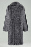 White Shawl Lapel Faux Fur Long Men's Coat