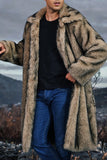 White Shawl Lapel Faux Fur Long Men's Coat