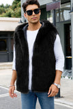 Men's Camel Faux Fur Hooded Vest