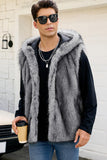 Men's Camel Faux Fur Hooded Vest