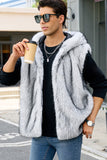 Men's Camel Faux Fur Hooded Vest