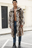 Men's Faux Fur Grey Coffee Open Front Winter Coat