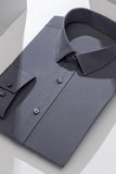 White Classic Solid Point Collar Slim Fit  Men's Suits Shirt